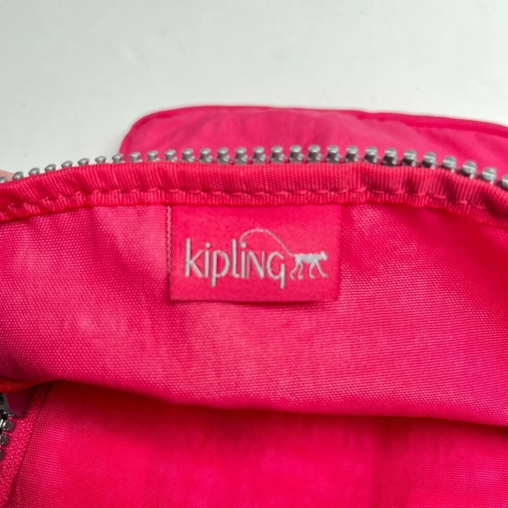 Kipling Pink Crinkle Nylon Crossbody Bag Mini Messenger Travel Shoulder Bag